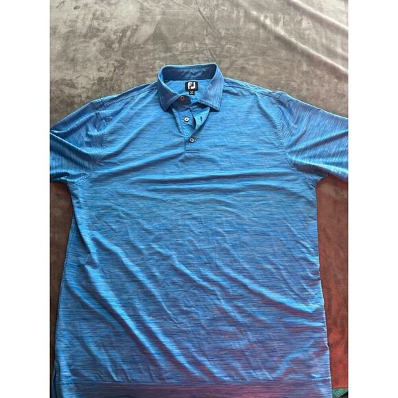 FJ FOOTJOY Mens LARGE Relaxed Fit Blue Performance Golf Polo Shirt - Picture 1 of 5